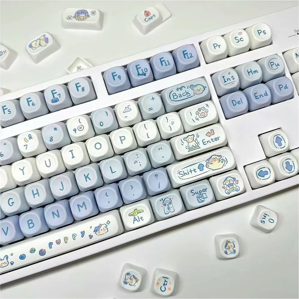 

Puppy not white, light blue keycaps, small full set of MOA PBT heat sublimation for MX Switch gaming mechanical keyboard keycaps