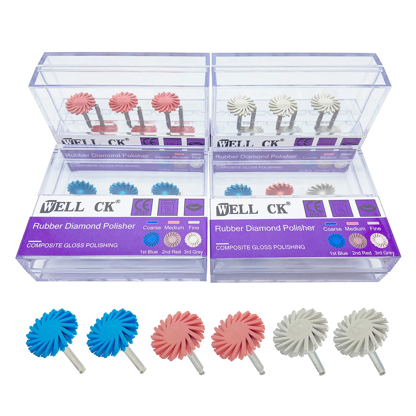 WellCK Dental Composite Resin Polishing Disc Kit Spiral Flex Brush Burs Diamond System RA disc 14mm wheel