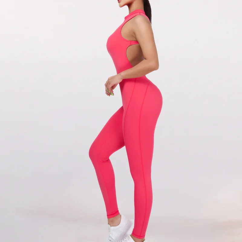 2024 Rompers Yoga Sets Sleeveless pants Jumpsuit for Women Fitness Gym Clothing Workout Open Back Sports Suit with chest pad