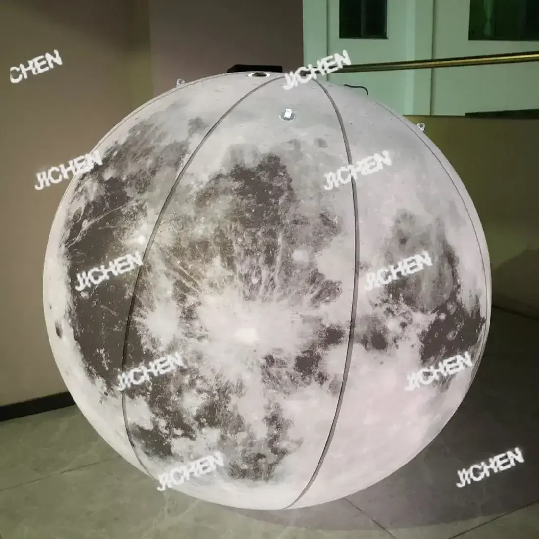 HG JC كرة قمر كبيرة قابلة للنفخ مع أضواء LED PVC منطاد كوكب محكم للحدث عرض الحفلات مرحلة الديكور الإعلان H #1