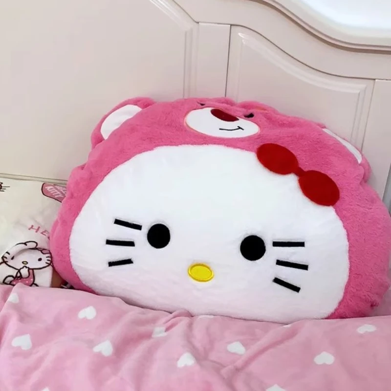 Sanrio Hello Kitty Plush Toy Cushion Cute Cartoon Cosplay Strawberry Bear Sofa Pillow Dolls Kids Birthday Christmas Gifts