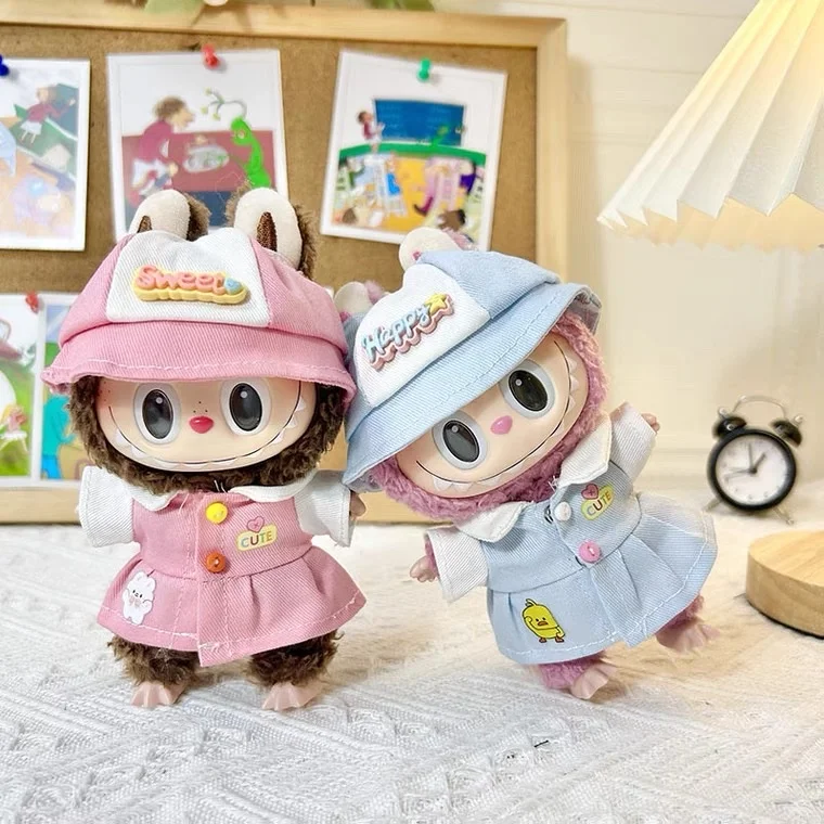 17cm Labubu Doll Clothes  Kindergarten outfit Color Match  Dolls Accessories 14+y