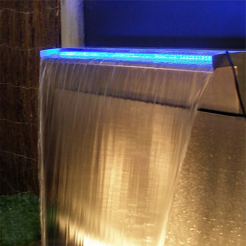 LED Waterfall Outlet Descent Fountain Light AC110-265V Length Swimming Pool Cascade Decorative Wall Hanging Fountain Spillway