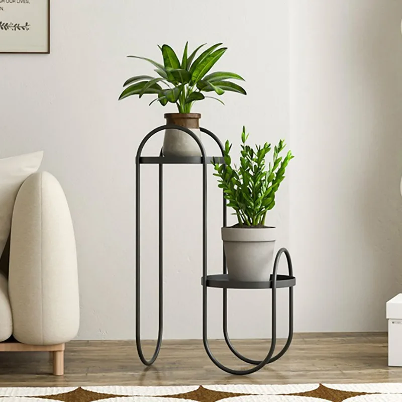 Nordic living room floor-to-ceiling balcony decorative flower rack, simple dill wrought iron flower pot rack