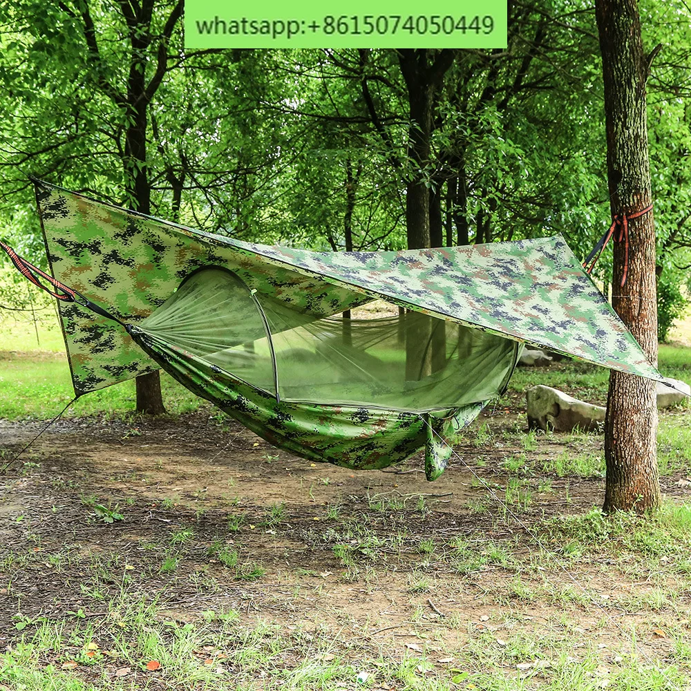 Outdoor camping waterproof sunshade awning automatic quick-opening mosquito net hammock package with mosquito net