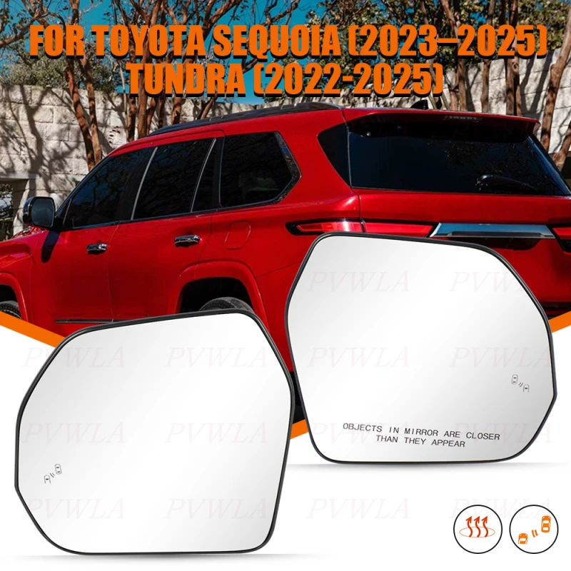 

Heated Blind Spot Lens For Toyota Sequoia 2023-2025/Tundra 2022-2025 Rearview Mirror Glass Car Accessory 879070-C020 87902-0C020