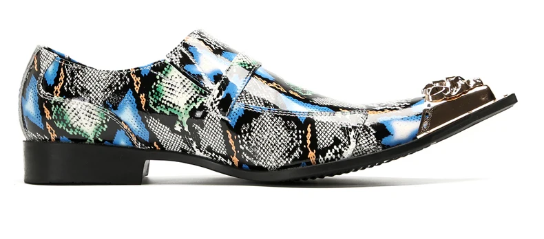 Herrenschuhe aus echtem Pythonleder, formelle Anzugschuhe mit Metallketten-Dekor, luxuriöse Modeschuhe für Frühling und Herbst, Business-Bankett-W – Detail 23