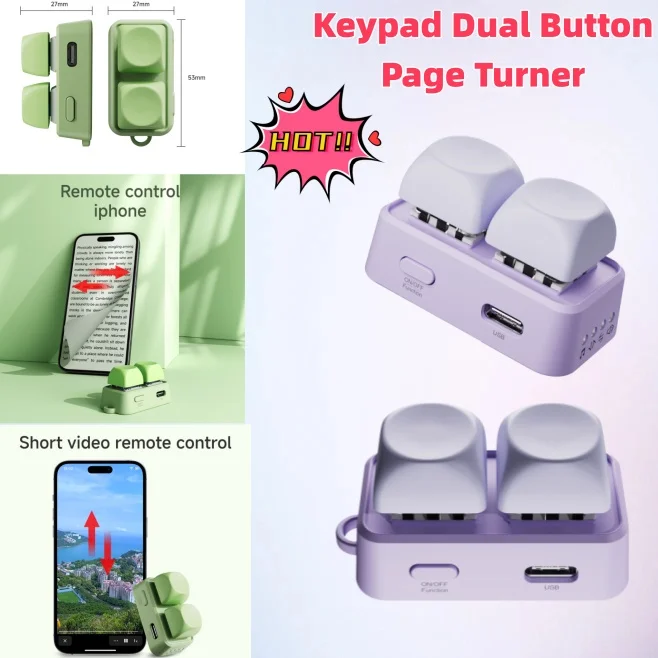 Original Page Turner Keypad Dual Button Blue Tooth BT5.4 Remote Control High-axis for Kobo E-Book Readers Mobile Phone Tablet