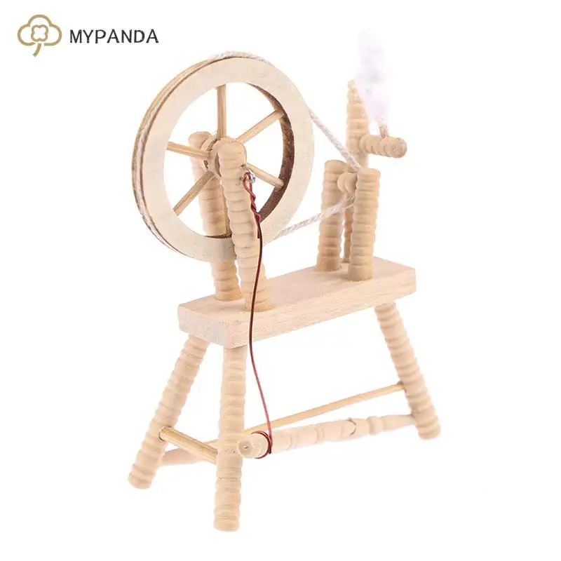 Rueda giratoria de madera en miniatura para casa de muñecas, accesorios de muebles para decoración de casa de muñecas, juguetes de regalo para niños, 1/12