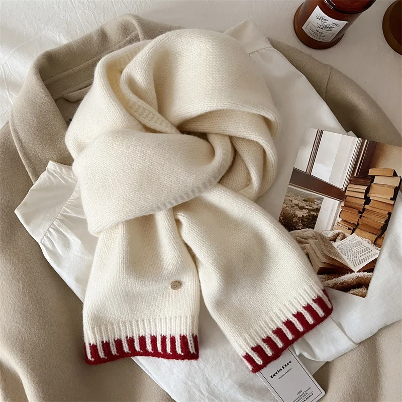 100% Wool Scarf for Women Winter Warm Extra Long Thick Soft Cozy Shawl Wrap Pashmina Neckerchief Knitted Oversized Plain Fashion