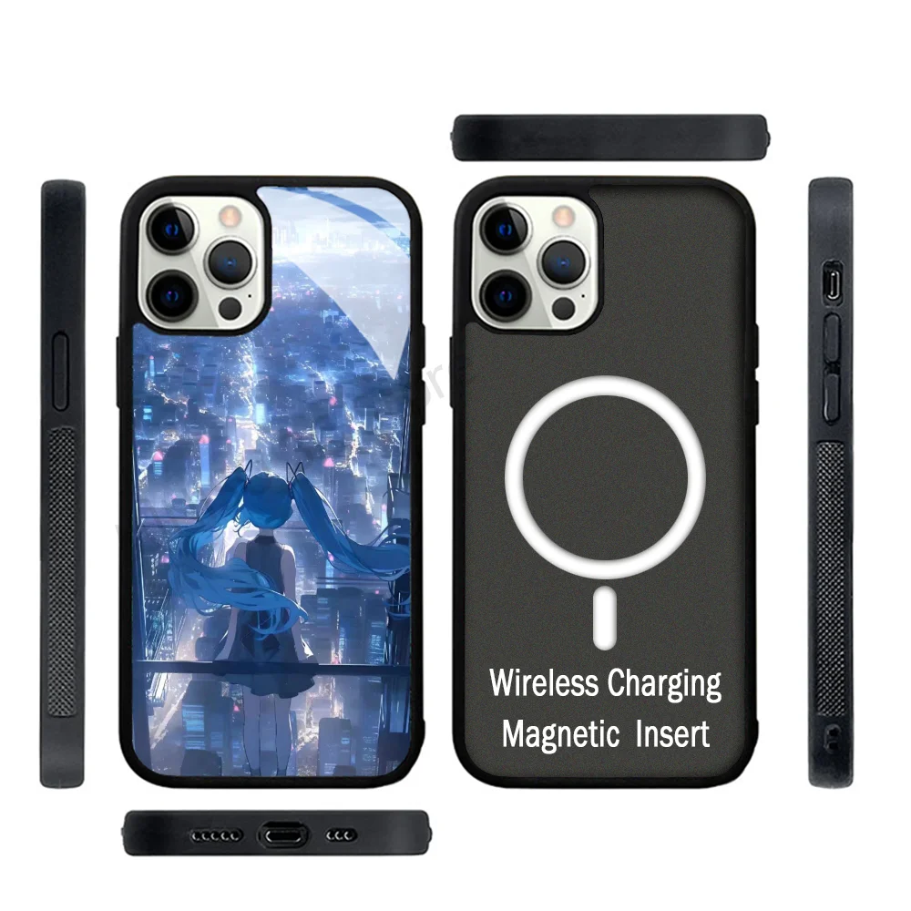 

Anime Hatsunes Mikus Phone Case Strong Magnetic For IPhone 15 14 13 Pro Max 11 12 Mini For Magsafe