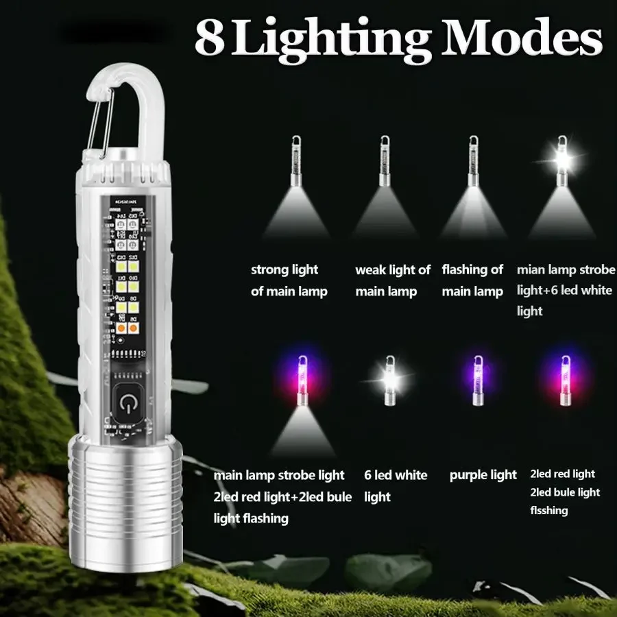 Super Bright P50 LED Flashlight Built-in Battery Powered Torch Type-C USB Rechargeable Flashlights Waterproof Flashlight