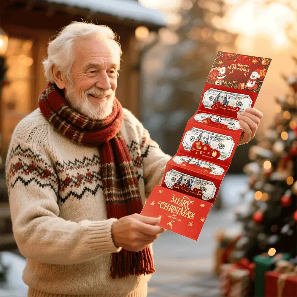 حامل أموال عيد الميلاد أو حامل بطاقة الهدايا مع 6 فتحات مفاجأة حامل بطاقة هدايا عيد الميلاد للشيكات النقدية مغلفات المال المفاجئة