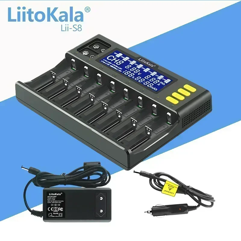 LiitoKala Lii-S8 Lii-S2 Lii-S4 Lii-M4 Lii-M4S 18650 Battery Charger For 26650 16340 14500 LiFePO4 1.2V Ni-MH Ni-Cd smart