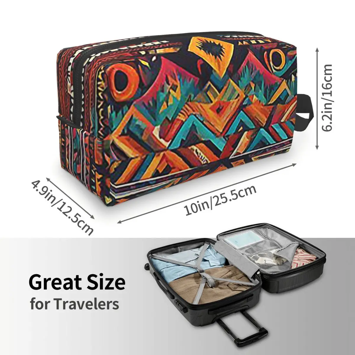 رسمت الأصلي القبلية أنماط حقيبة مستحضرات تجميل منظم مستحضرات التجميل تخزين Dopp عدة أدوات الزينة حقيبة مستحضرات التجميل مقلمة