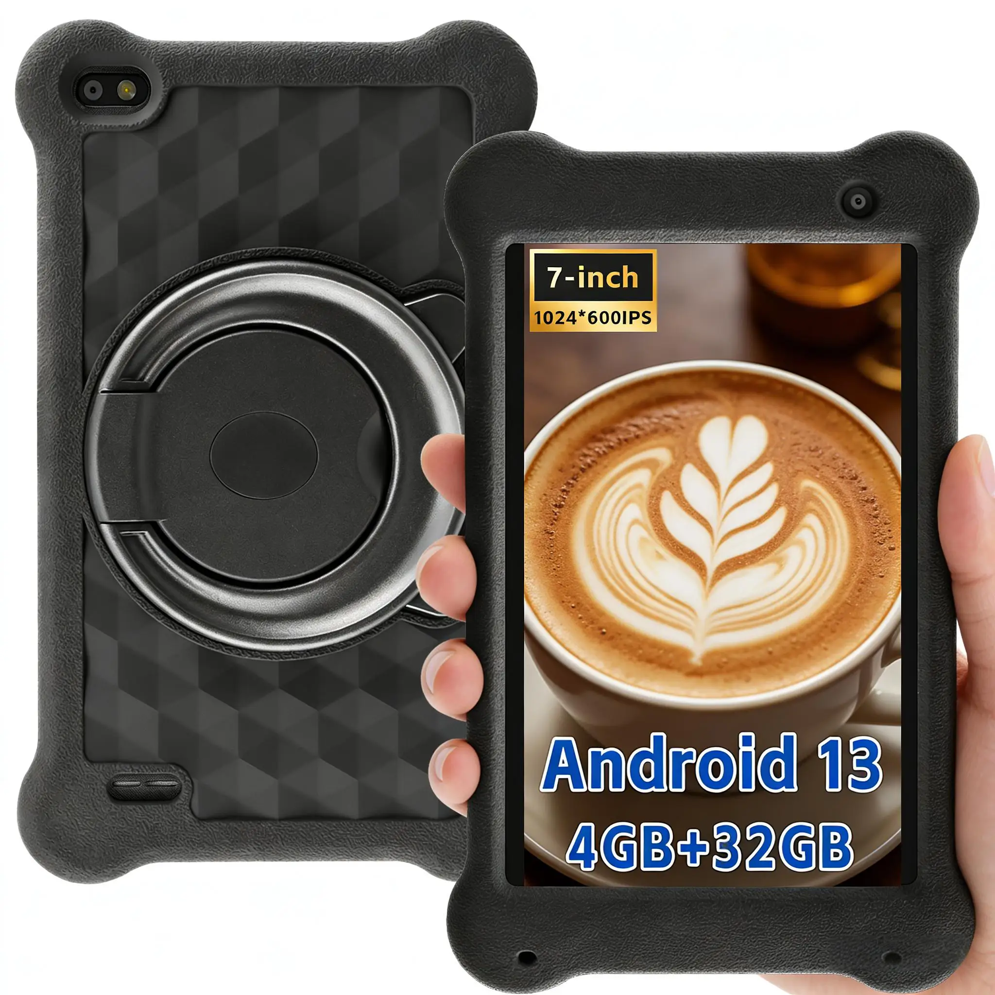 

7 Inch Kids Tablet Android 13 4GB+32GB Quad Core 1024*600 IPS 2.4G+5G WiFi Drop-Proof EVA Case Educational Tablet for Children