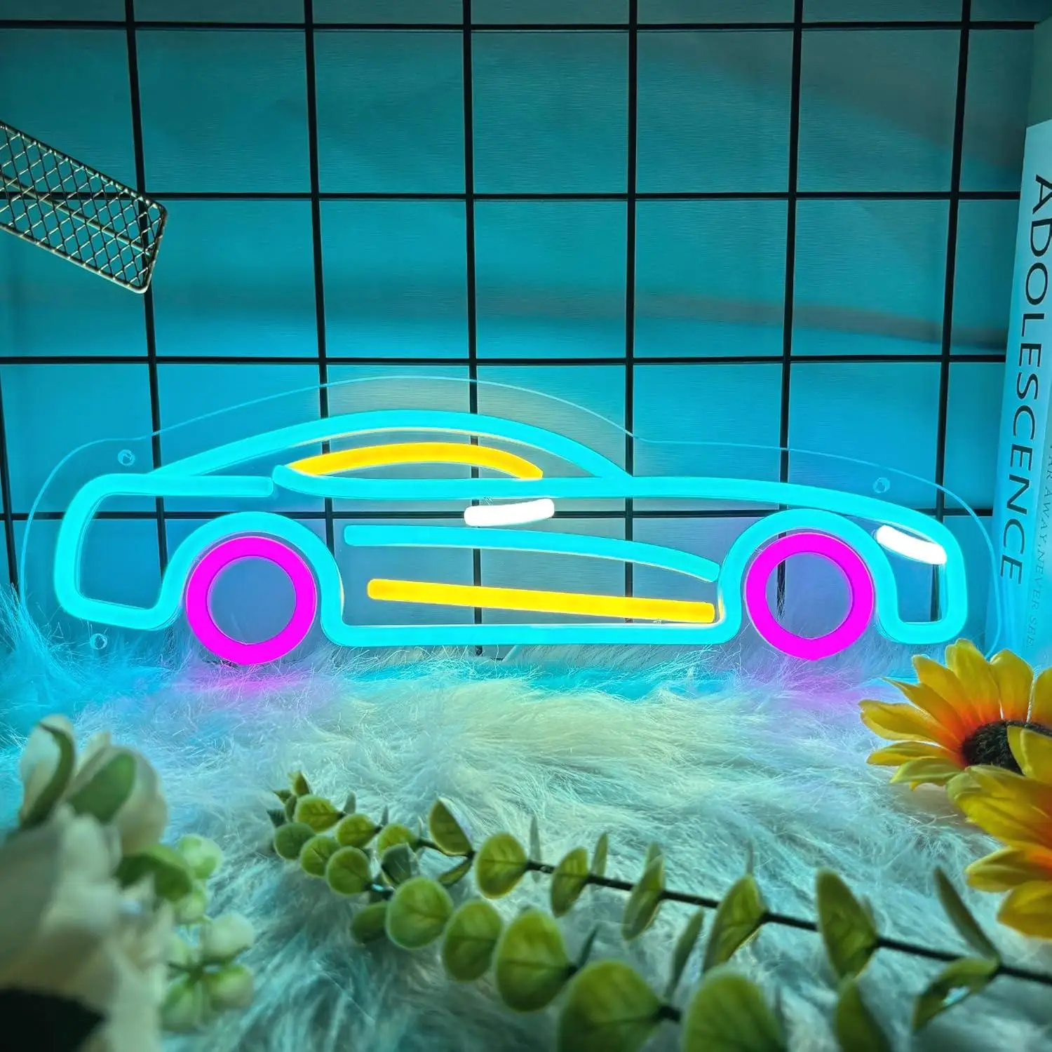 

Неоновая вывеска «Спортивный автомобиль», светодиодный диммируемый неоновый светильник в виде гоночной машины для спальни, игровой комнаты, гостиной, бара, декоративный настенный светильник, подарки