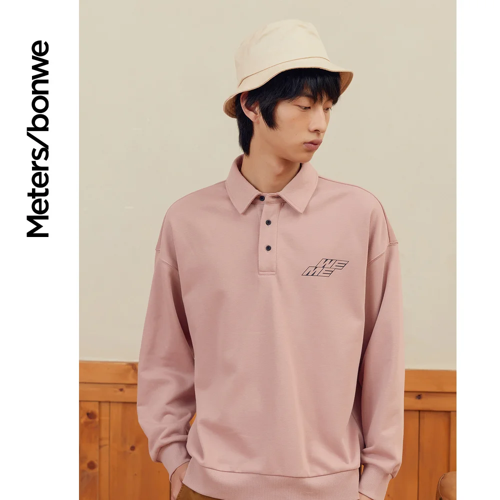 Metersbonwe Lapel Sweatshirt For Couples Spring Autumn Men Women Casual Pullover Lapel Sweatshirts Female Knitwear Oversize Tops