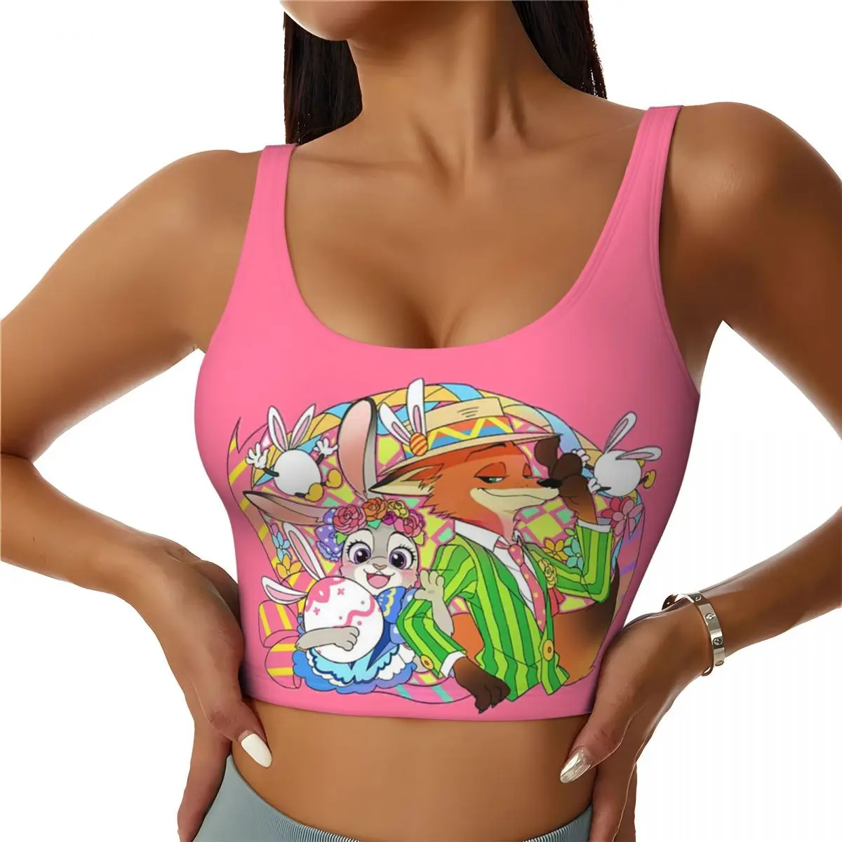 

Custom Judy Nick Zootopia High Impact Sports Bras for Women Seamless Workout Running Crop Tank Tops