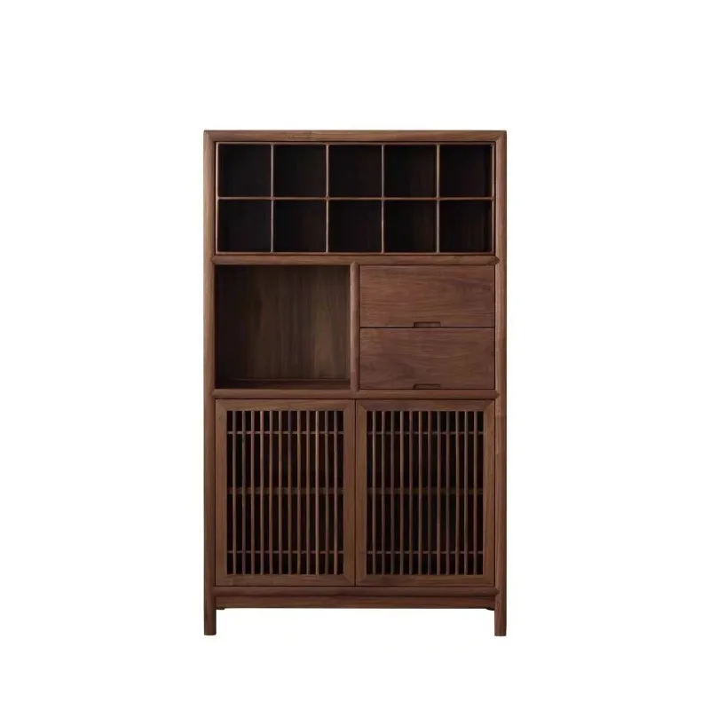 Chinese solid wood elm dining edge Zen living room tea locker, tea room tea storage side cabinet, entrance display cabinet