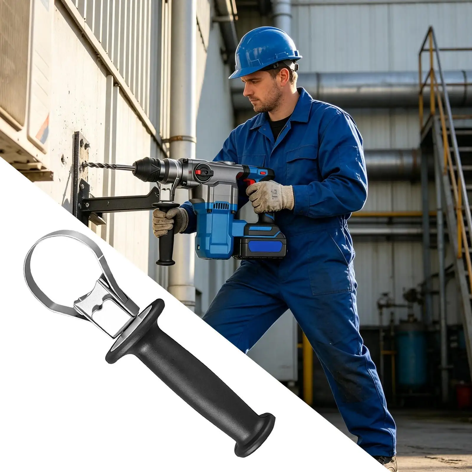 Electric Hammer Handle 60-65mm Adjustable Heavy Duty Replacement Non-Slip Electric Hammer Front Side Handle for Construction