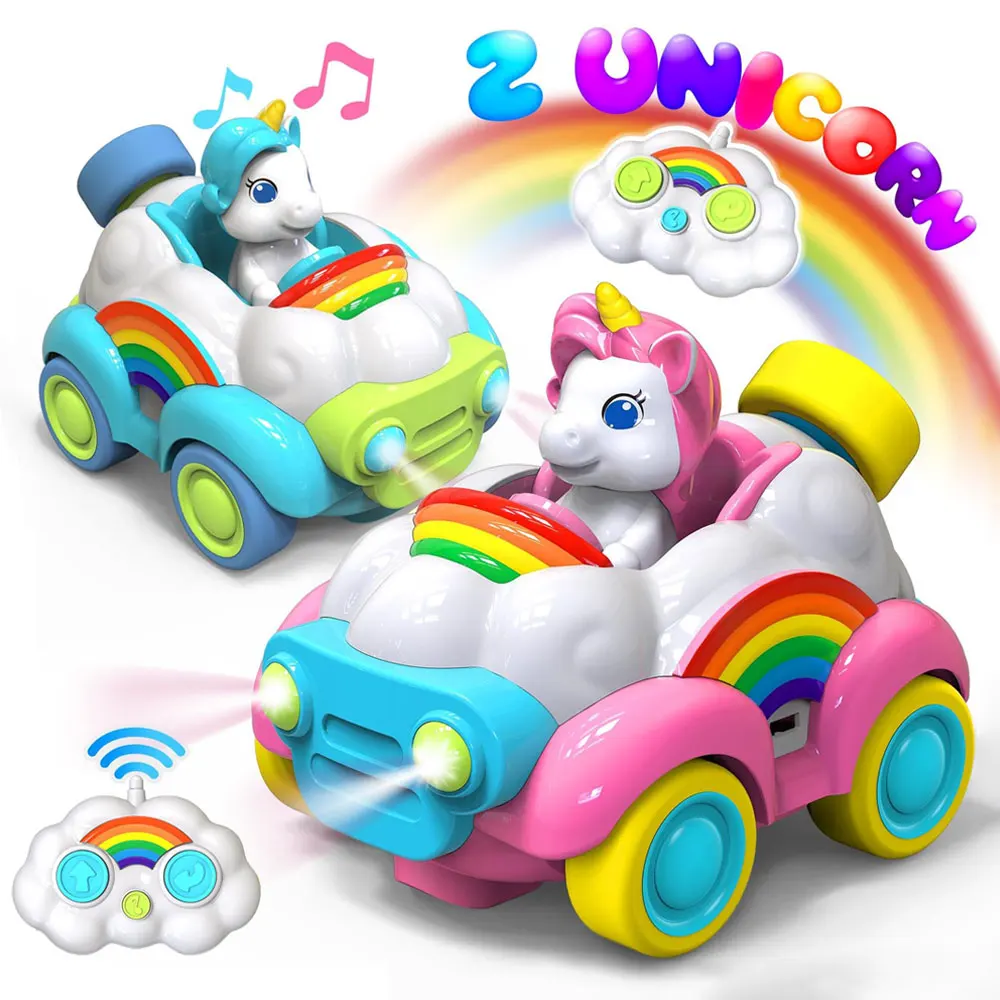 

2.4G RC Unicorn Car Light Music Toy Cartoon Unicorn Christmas Gifts Remote Control Rainbow Vehicle Children Present AC231