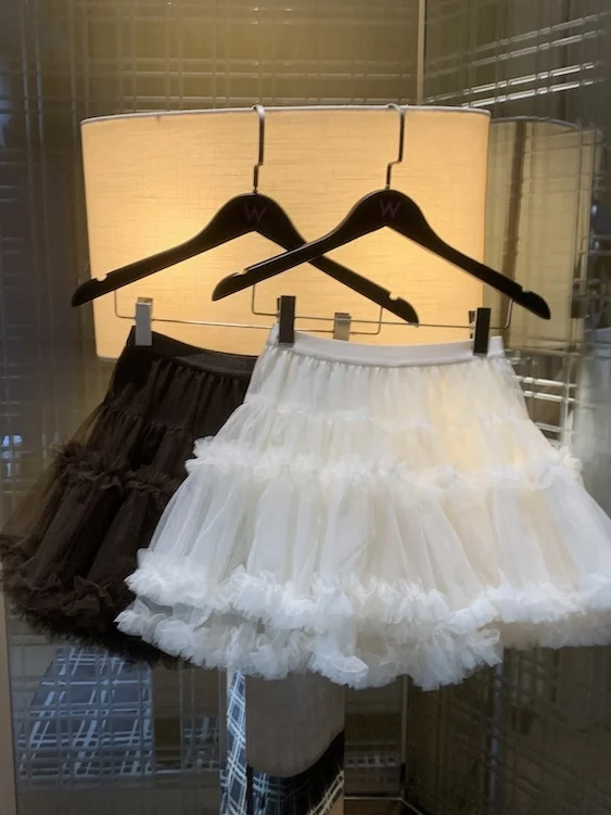 ホワイトケーキスタイル-aライン-ミニスカート-レディース-秋冬-バレエ-プリンセス-美しいハーフスカート-裏地付き-防光