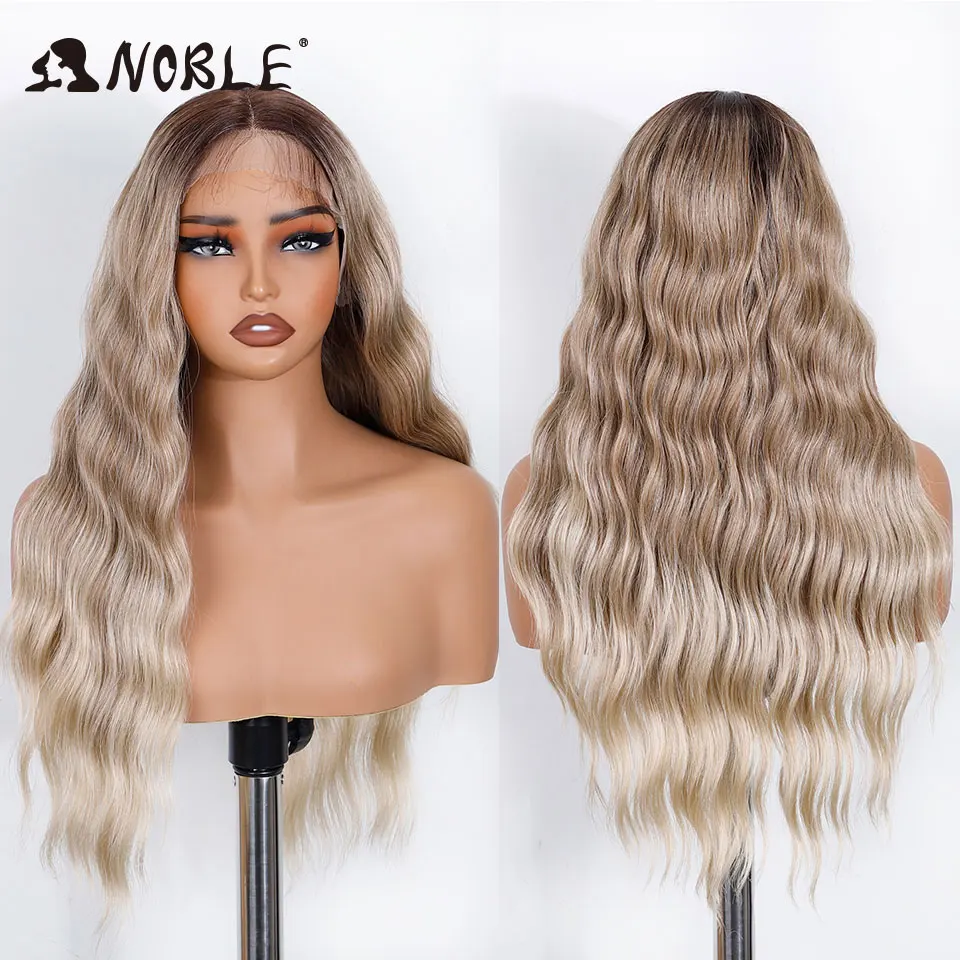 Noble Synthetic Lace Front Wig 26Inch Long Wavy Lace Part Body Wavy Lace Wig For Women Cosplay Lace Front Wig Ombre Blonde Wig