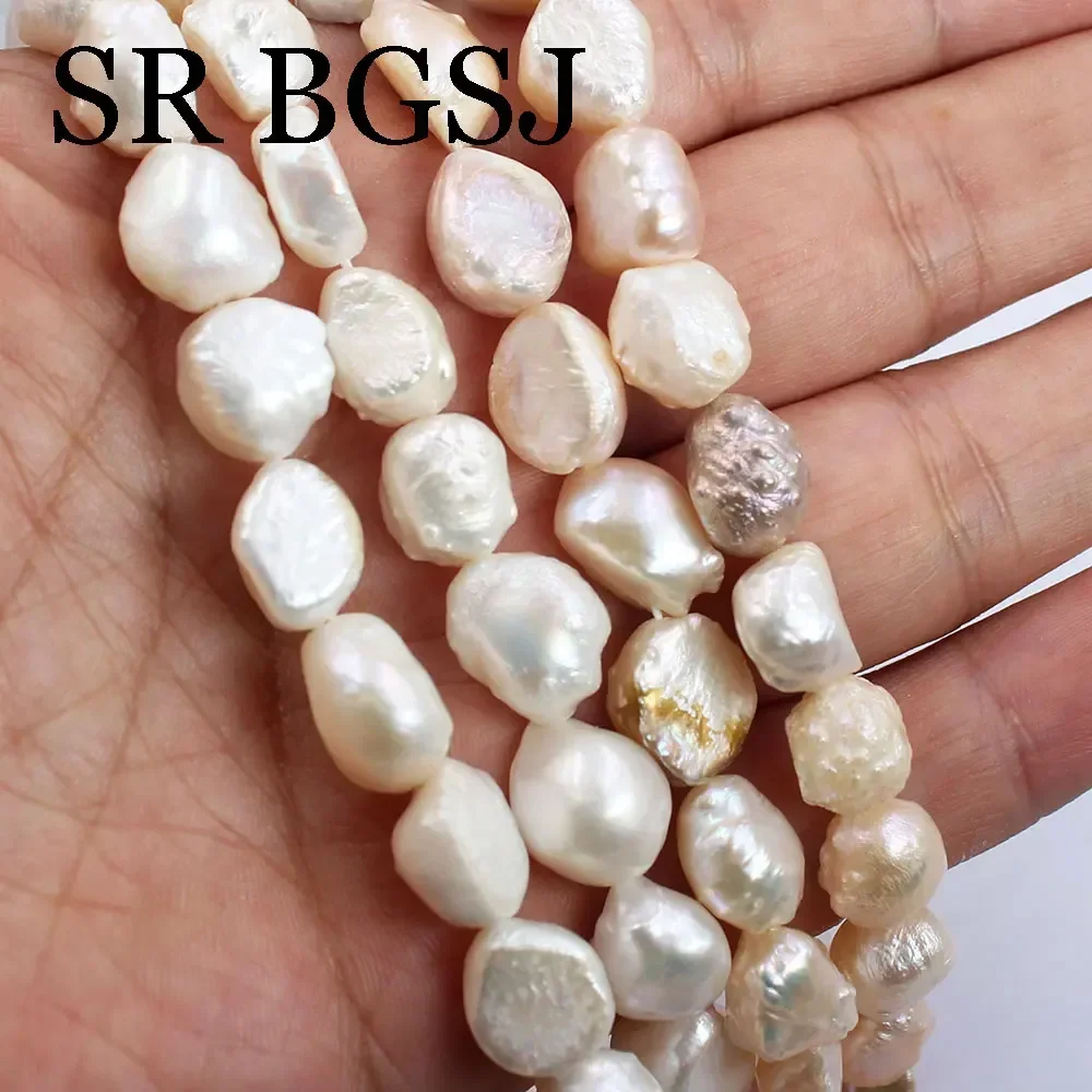 

10-12mm 14inch Wild Natural Freshwater Pearl White Pink Reborn Keshi Jewelry Accessories DIY Spacer Beads