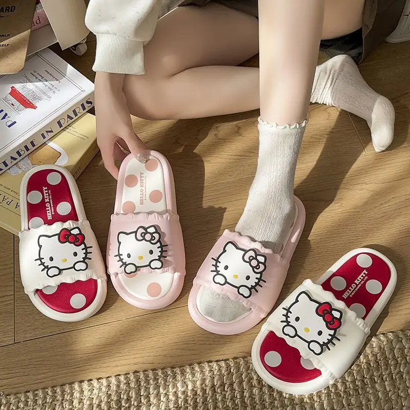 Cartoon Sanrio Hello Kitty Slippers Summer Deodorant Platform Sandals and Slippers with High Value Women's Non-slip Home Comfort