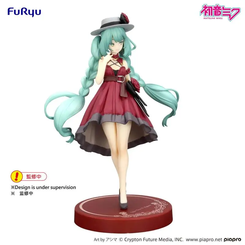 

[Genuine] Original Furyu Hatsune Miku Trio-Try-It Figure Hatsune Miku Red Dress Anime Figure Model Doll Collector Figurine Toys