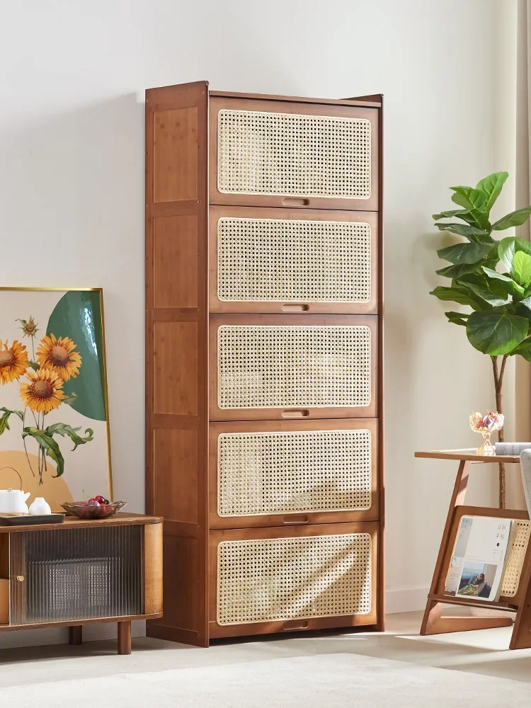 Dustproof rattan bookcase with door, home living room, TV c abinet, side ca binet, storage cab inet, stairwell storage