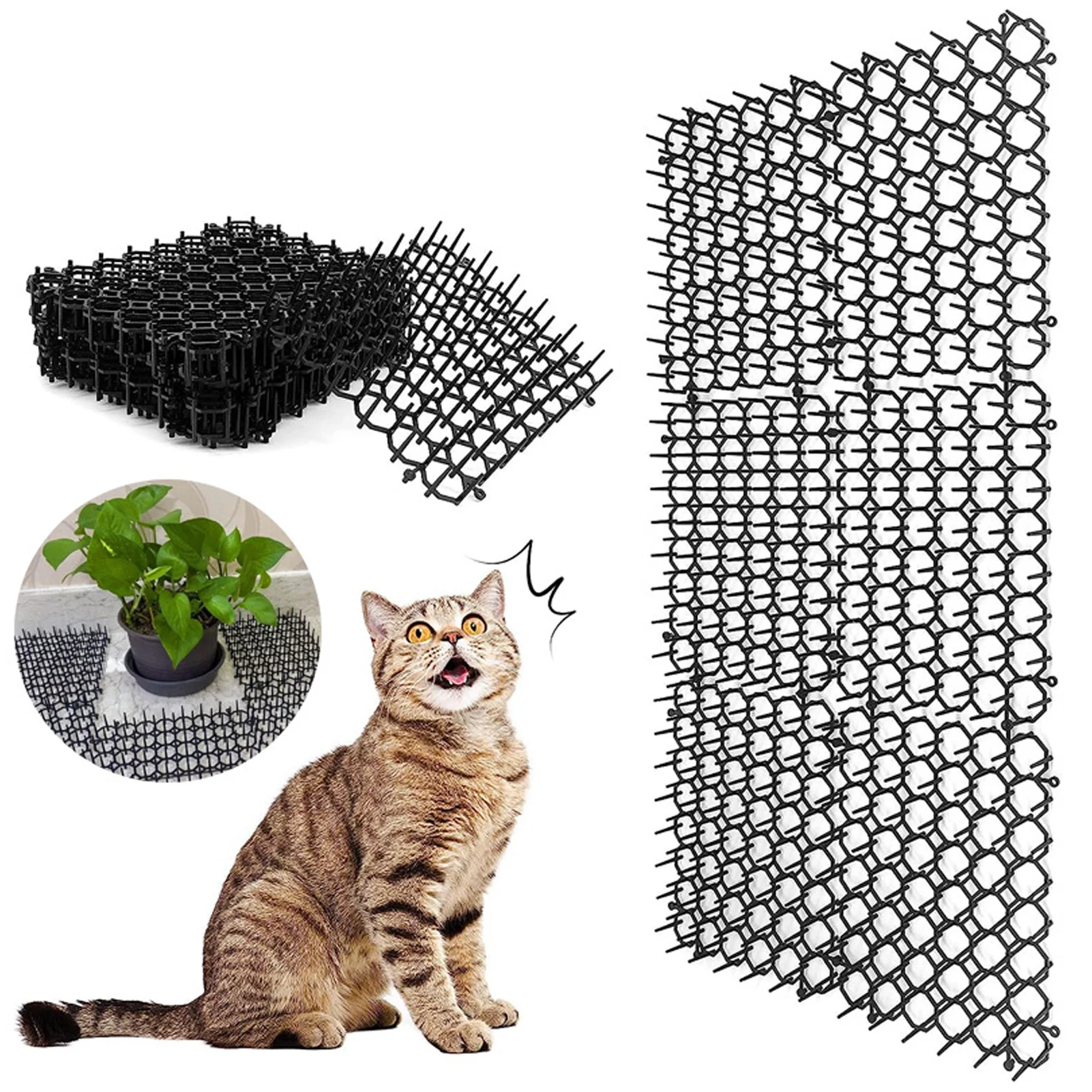 

12Pcs Dog Scat Mat Animal Barrier Cat Deterrent Mat PP Strong Toughness Flexible Bend Arbitrarily for Outdoor Places for Cars