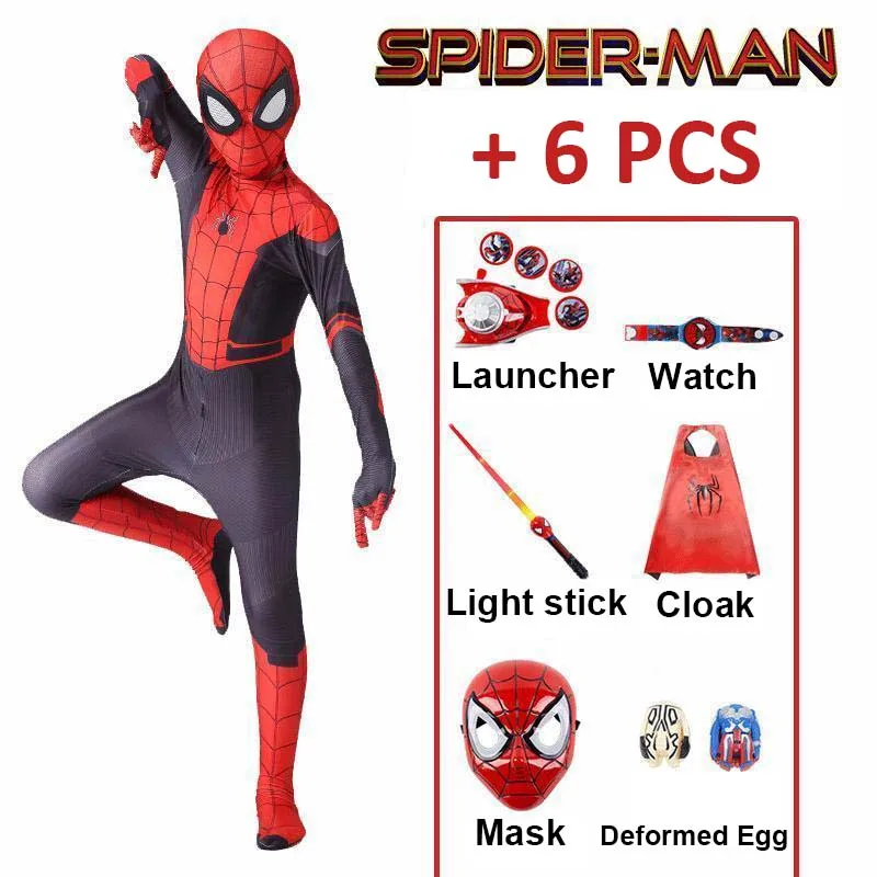 New Miles Morales Far From Home Cosplay Costume Zentai Spiderman Costume Superhero Bodysuit Spandex Suit for Kids Custom Made