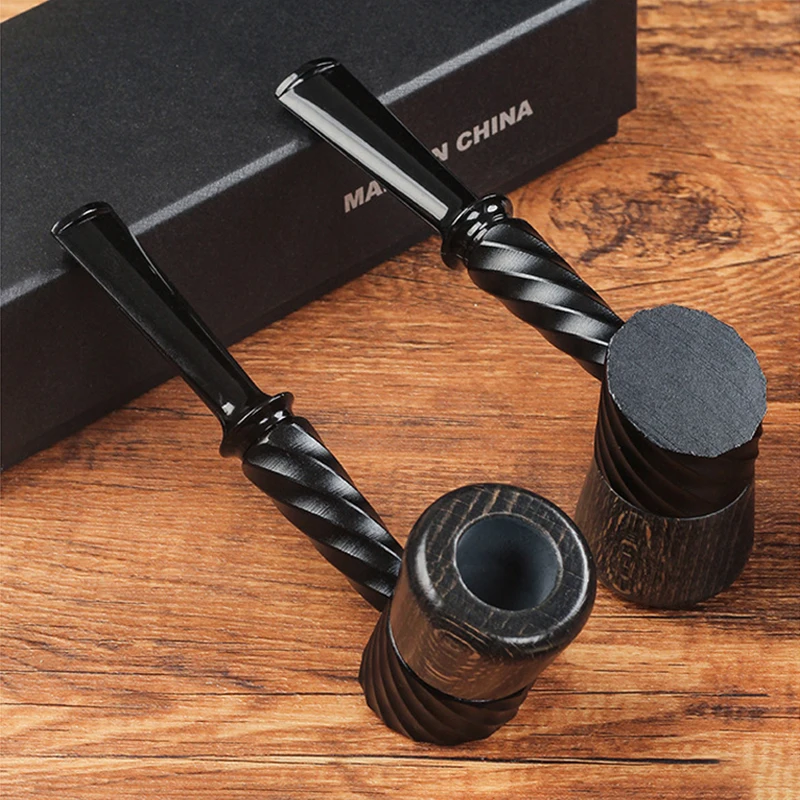 

2026 New Metal Solid Wood With Metal Tobacco Pipe Portable Straight Type Smoking Pipe Men's Gift