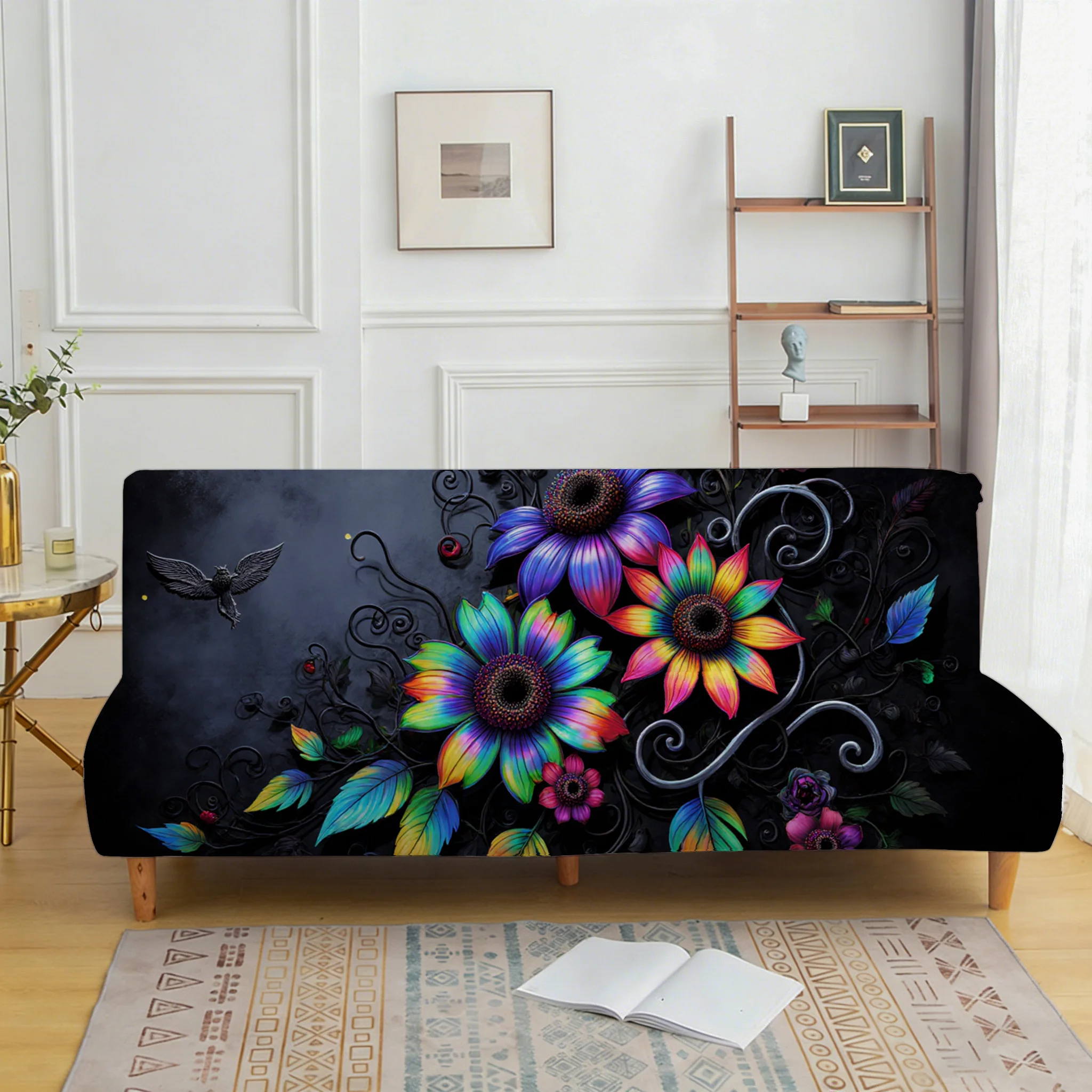

Gothic colored flower vine elastic sofa bed cover, living room sofa bed cover, dustproof machine washable sofa bed cover