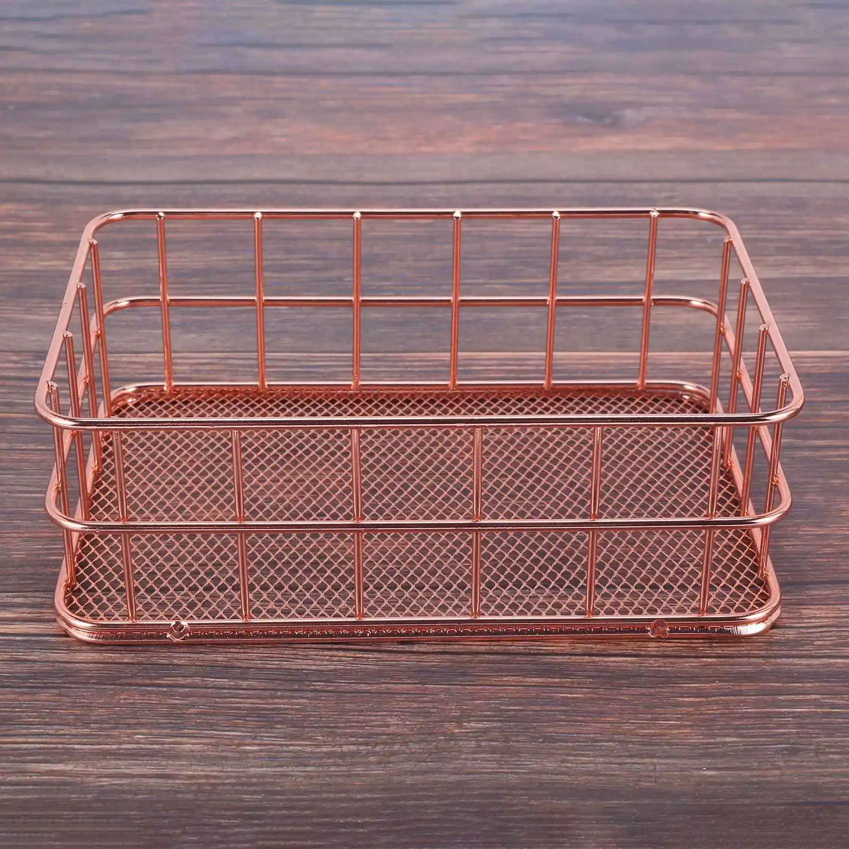WORTHOWN-2X Aufbewahrungskorb aus Metalldraht, Badezimmerregale, Make-up-Organizer, Roségold, Pinsel, Stifthalter, Drahtgeflecht, Badezimmer-Toilettenartikel