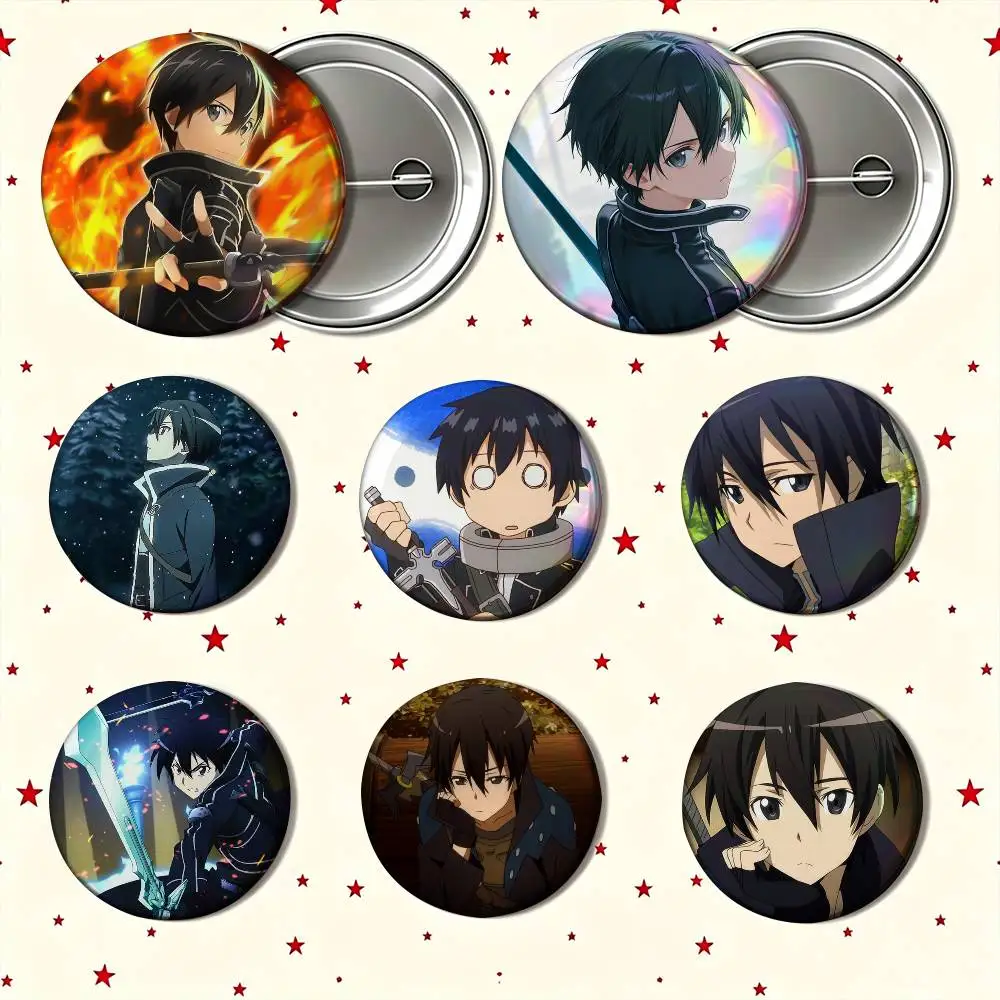 Kirito Kazuto Sword Art Online Custom Enamel Pin Badges 25mm 32mm 44mm 58mm Backpack Hat Decor Toys Gifts