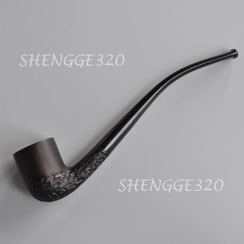 Ebony Wood Wooden Tobacco Pipe Billiard Style Churchwarden Long Bent Stem