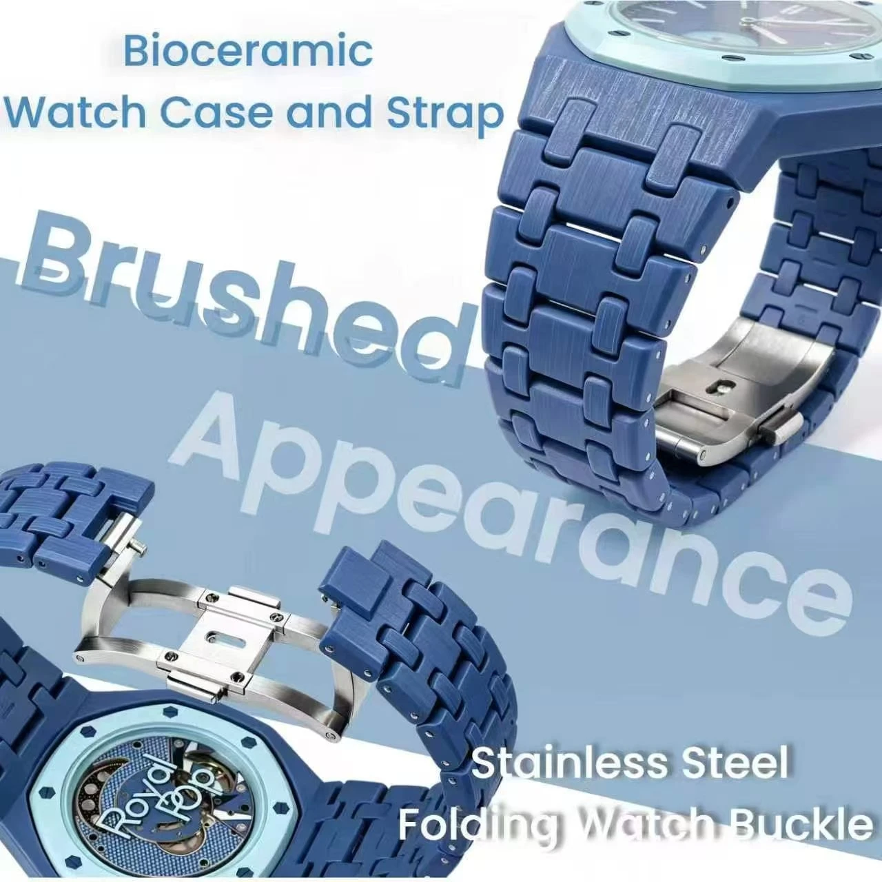 New Color Full Ceramic Strap+Case For Royal Pop Swatch X AP Pocket Watch Changer To Wristwatch Band Replacement Bracelet