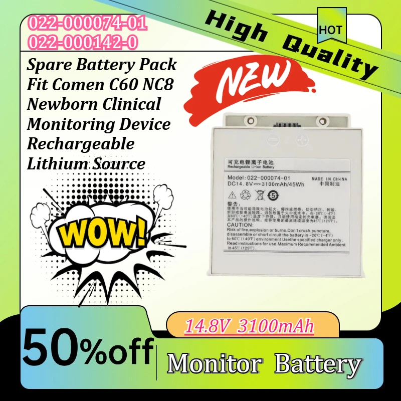 

022-000074-01 022-000142-00 Spare Battery Pack Fit Comen C60 NC8 Newborn Clinical Monitoring Device Rechargeable Lithium Source