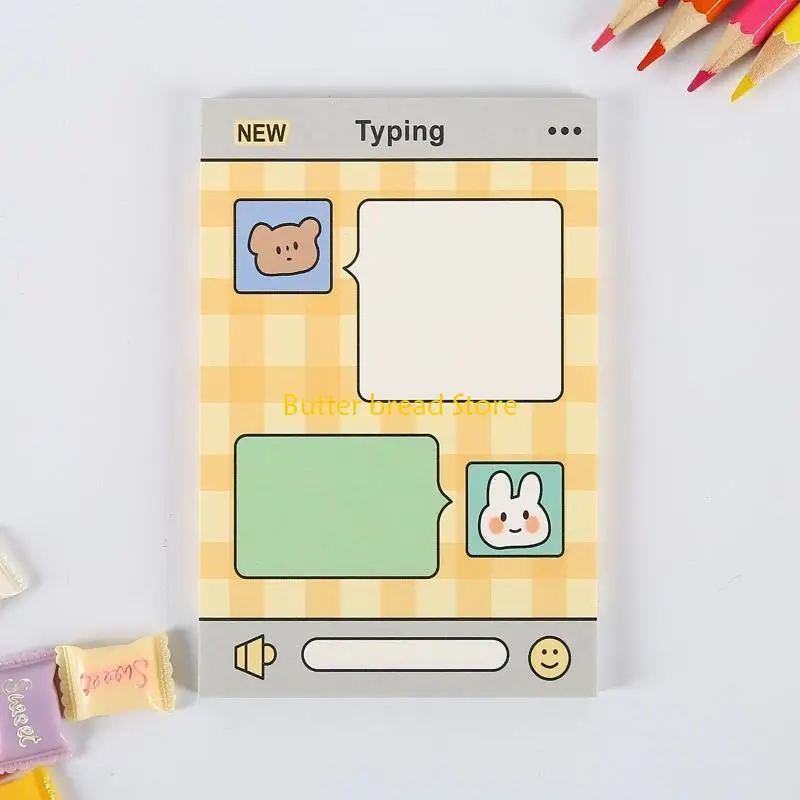 W89C 50 pagina's schattige fruitbeer noot kussen berichtpapier voor boodschappenlijsten herinneringen en afspraken 7x10