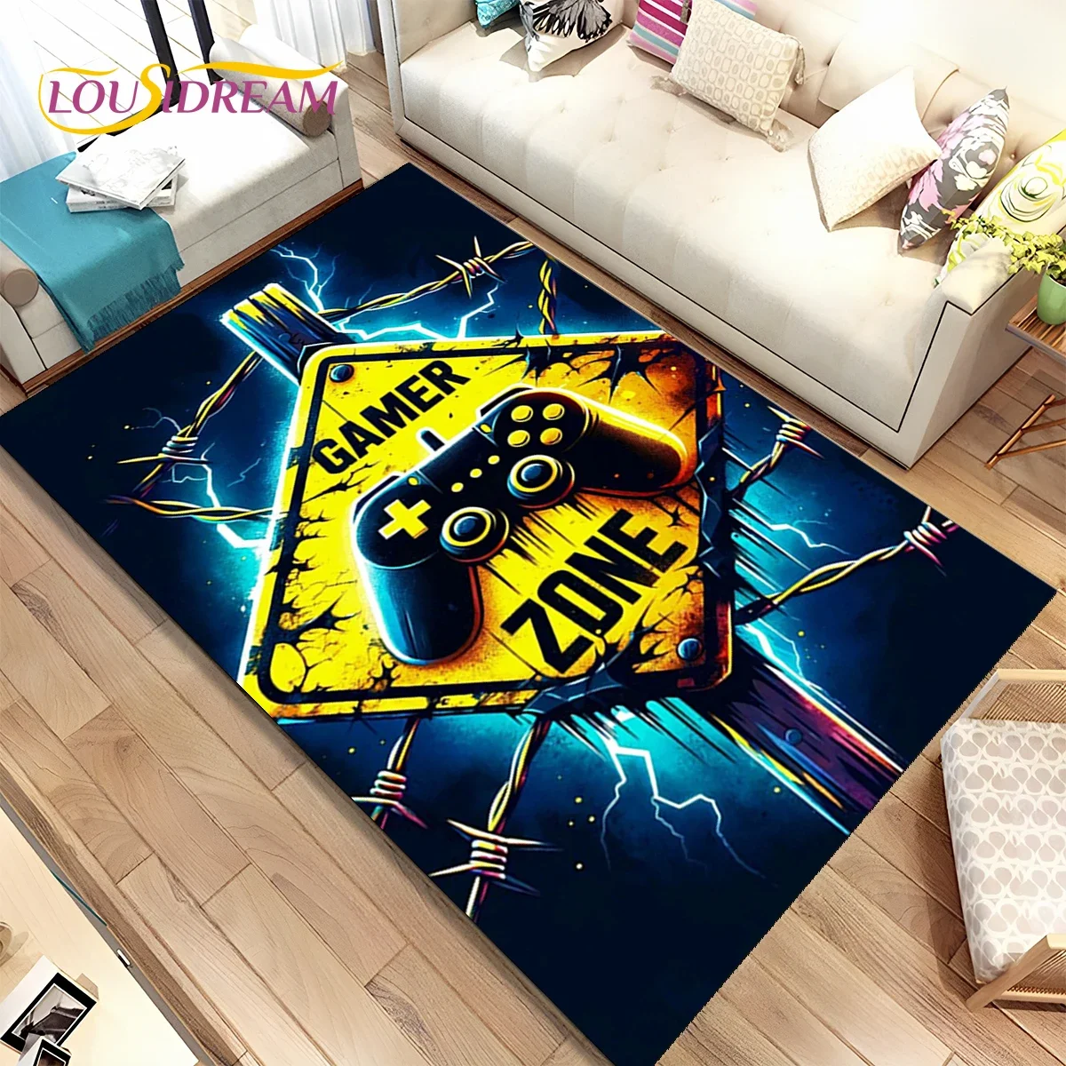 Cartoon Game Gamer Gamepad Carpet Rug for Bedroom Living Room Home Sofa Decoration,Children Play Large Decor Floor Mat Gift