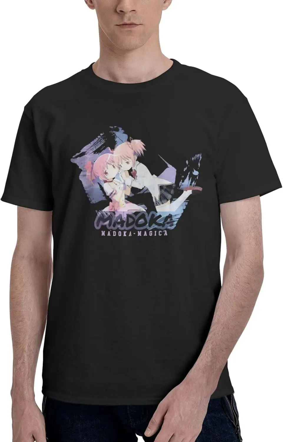 Puella Magi Madoka Magica Anime T Shirts Men Summer Casual Fashion Loose Cotton Crew Neck Short Sleeves Shirt Sports T Shirt