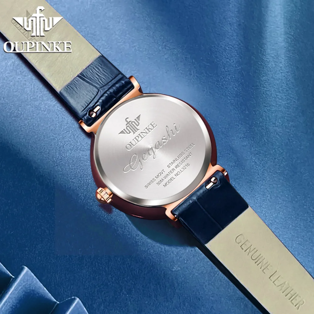 OUPINKE 3216 Luxury Elegant Womens Watches Quartz Wristwatch Waterproof Luminous Leather Strap Bracelet Set Date Watch Gifts