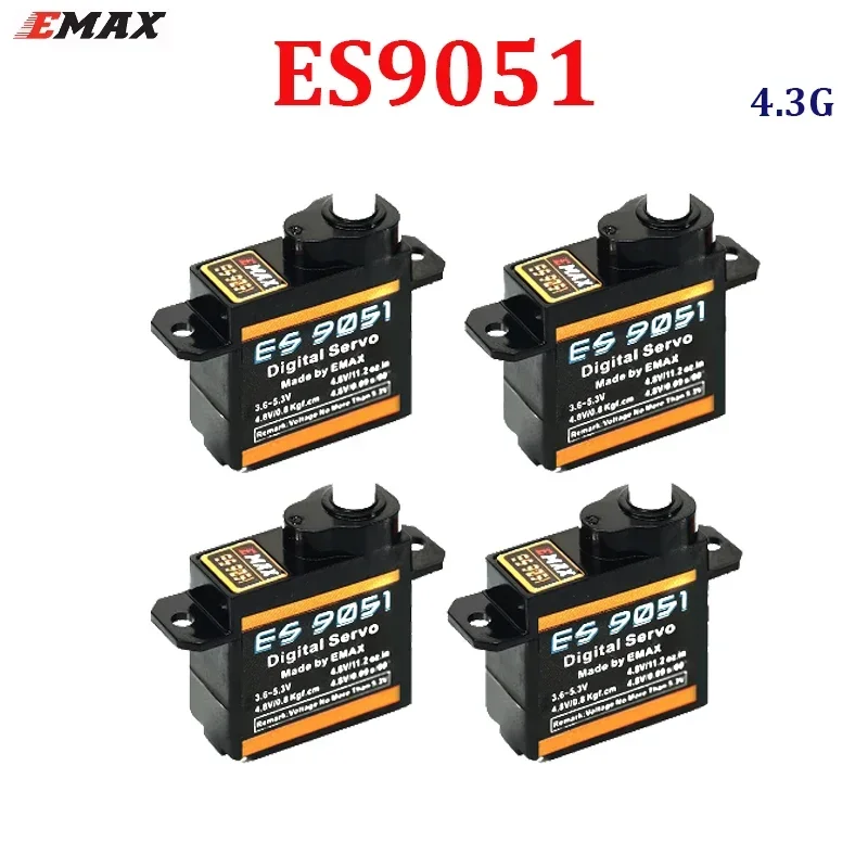 

4pcs Emax ES9051 Digital Mini Servo Futaba JR Plug For 3D F3P Airplanes Helicopter Car RC Accessories Toy For RC Model