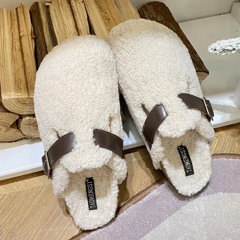 Calzature invernali appartamenti donna muli pantofole scarpe moda peluche Outdoor Indoor Ladies Flats pantofole scarpe di pelliccia scivoli femminili