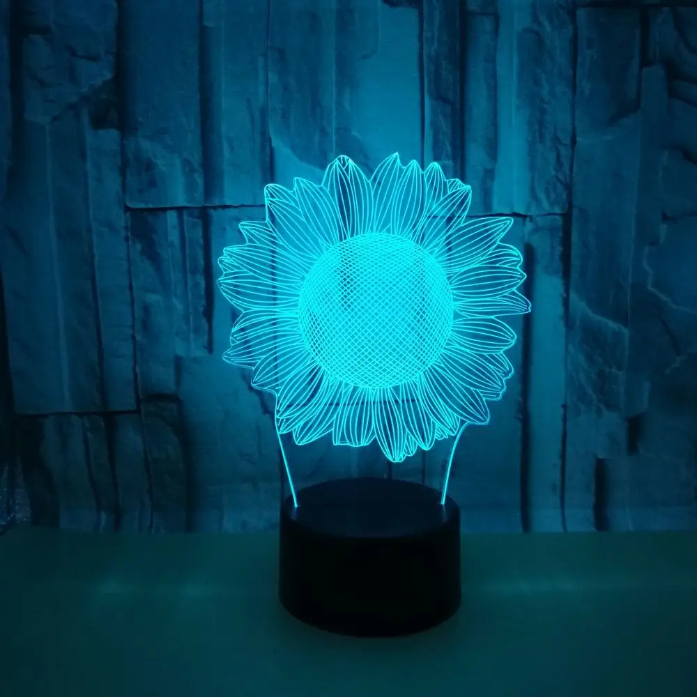 Colorful 3d Lamp Sunflower Touch Remote Control Desk Lamp 3d Nightlight Children's Room Decoration 3d Lighting Table Lamp