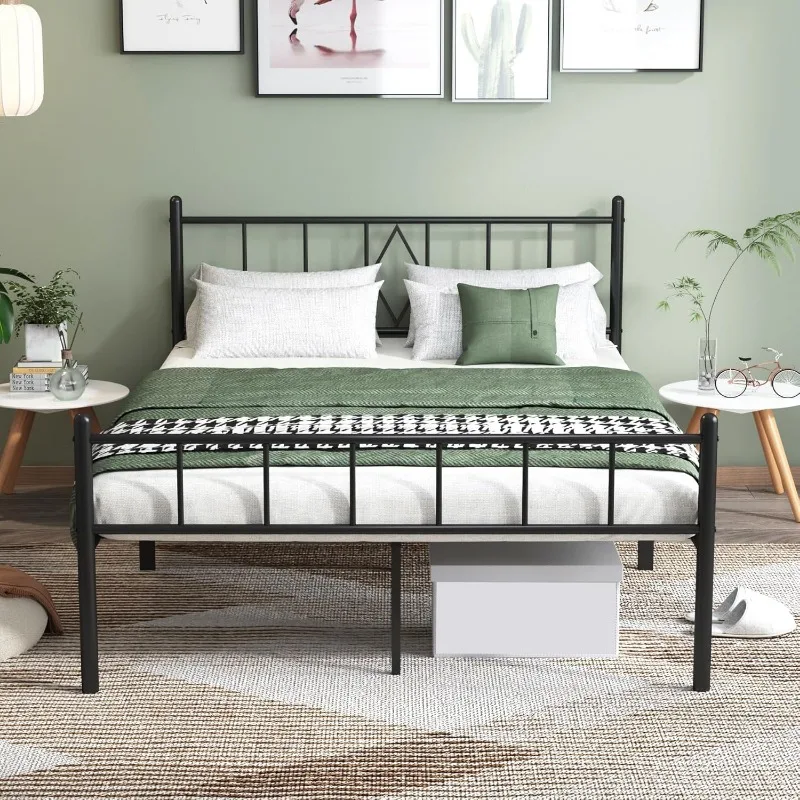 

14 Inch Bed Frames with Headboard/Footboard, Under Bed Storage, Strong Metal Slats Support, No Box Spring Needed, Noise Free