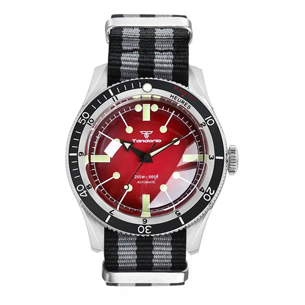 Miyota 8215 Tandorio Red Blue 40mm Mechanical Automatic Diving Men Watch 200M Water Resistant Sapphire Screw Crown Reloj image 3